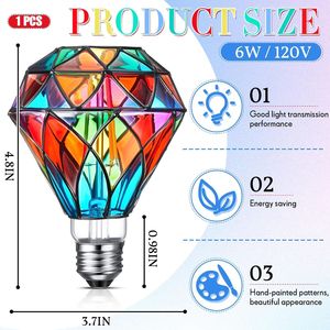 1 Pezzo Lampadina LED a Forma di Diamante e G95, 6 Watt, Vetro Colorato Tremolante, Attacco E26 per Illuminazione Casa e Balcone - Product Image 5