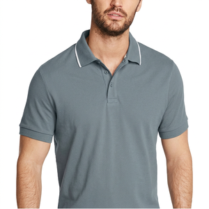 Polo de Manga Corta Negro para Hombre, Color Sólido, Tejido Transpirable, Estilo Casual - Product Image 4