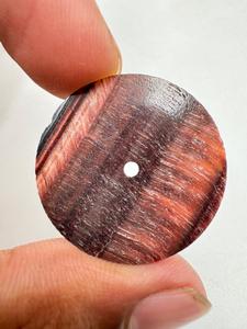 Esfera de Reloj de Piedra Ojo de Tigre Rojo Natural K Gems, 27 mm, 0.70 mm de Grosor, Clásica, Elegante, Vintage, de Lujo, Componente con Orificio Central de 2 mm - Product Image 1