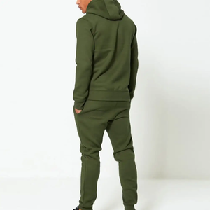 Ensemble de survêtement en molleton de coton pour homme, marque privée, avec sweat à capuche zippé et pantalon de survêtement, personnalisé, hiver, tricoté uni, vêtements décontractés, vente en gros - Product Image 2
