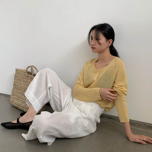 100% Linen Wide Leg Pants, Loose Fit <b>Summer</b> <b>Trousers</b>, Breathable Casual Linen Pants for Women and Men - Product Image 4