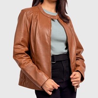 Jaket Motor Wanita Kulit Sapi Suede Tebal Tahan Air Ramah Lingkungan dengan Berlian, Mode Musim Dingin, Layanan OEM