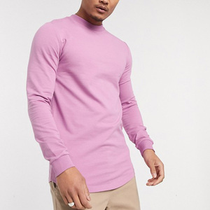 Men's Pink Crewneck Pullover Slim Fit Knitted Cotton Long Sleeve Casual Solid Color Autumn Wear - Product Image 3