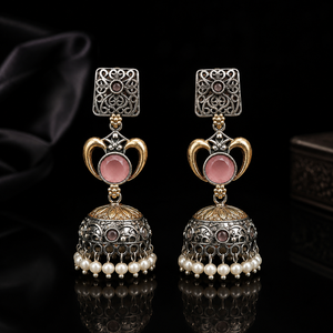 Boucles d'oreilles pendantes Monalisa en pierre et fleur, style bohème, bicolores, plaqué or antique, bijoux de luxe pour fiançailles - Product Image 4