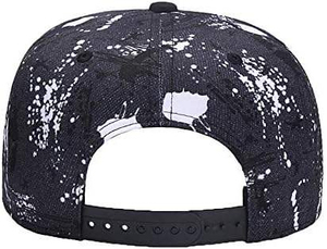 Casquette Snapback à effet de peinture noire éclaboussée, 6 panneaux, en coton, ajustée, unisexe, style streetwear, décontractée - Product Image 5