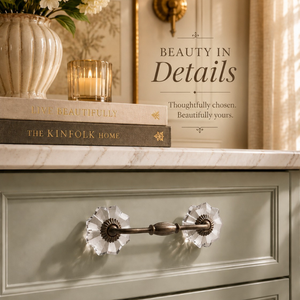 Luxury <b>Crystal</b> Flower Brass Drawer Handle Decorative Cabinet Pull Premium Furniture Hardware for Wardrobes Drawers and Dressers - Product Image 4