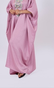 New 2026 Dubai Blush Pink Breathable Polyester Turkish Style Floor Length Women's Abaya Traditional <b>Islamic</b> <b>Clothing</b> Saudi - Product Image 4