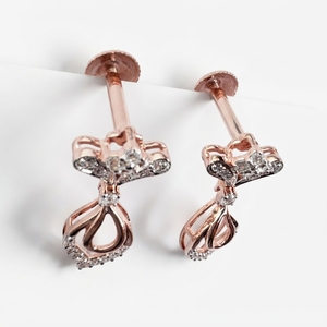 Women's Round Diamond Earrings | 9K Rose Gold | Lab Grown & Natural Diamond - Product Image 2