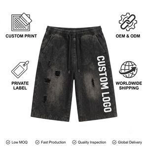 Shorts de survêtement amples pour hommes, style vintage délavé à l'acide, en coton épais, effet usé, streetwear, séchage rapide, marque privée OEM - Product Image 6