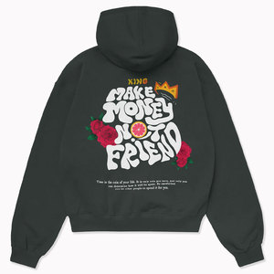 Sweat-shirt à capuche oversize pour homme, noir uni, en coton French Terry, décontracté, avec poche, pour l'automne - Product Image 3