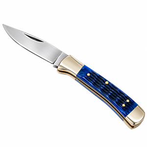 Blue Gold Silver Folding Pocket Knives with Sharp <b>Stainless</b> <b>Steel</b> Blade Decorative Textured Handle Classic Lockback Design Outdo - Product Image 1