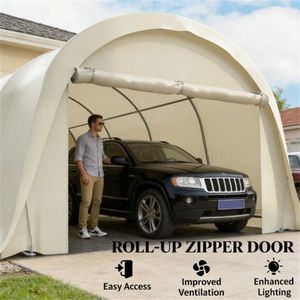 Tettoia Portatile Beige per Auto, Riparo dalla Pioggia, Gazebo Facile da Montare - Product Image 3