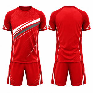 Conjunto de Camiseta y Pantalones Cortos de Fútbol Personalizados con Nombre del Jugador por Transferencia Térmica, Unisex, OEM, de Secado Rápido, Transpirable, Resistente al Viento, con Cuello en V - Product Image 3