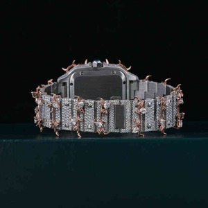 Montre à quartz étanche en acier inoxydable avec cadran en verre incrusté de diamants, qualité luxe, pour homme, usage traditionnel, vente à l'exportation - Product Image 2