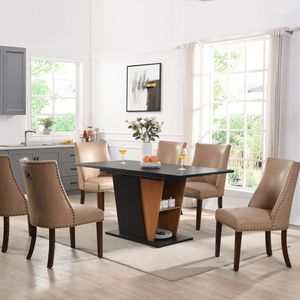 Tavolo da Pranzo Allungabile Moderno da 61,81 Pollici con Vano Portaoggetti Integrato, Struttura in Metallo Robusto e Base in MDF - Product Image 5
