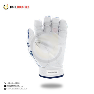 Gants unisexes légers et respirants en cuir Cabretta, durables et élégants, en peau de mouton, blancs et bleus, à motif palmier, pour la main gauche, antidérapants, avec fermeture auto-agrippante - Product Image 5