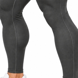 Leggings extensibles ajustés pour hommes, pour l'entraînement physique, matériau extensible lisse, conception pour mouvements flexibles, ceinture confortable, longueur complète - Product Image 6