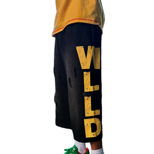 Men's Black Yellow Letter Print Bermuda Shorts Elastic Waist Casual Jogger Sweat Shorts - Product Image 3