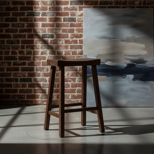 Taburete Alto de Barra, Redondo, de Madera de Caucho Sólida, Moderno, Minimalista, Mueble para el Hogar, Duradero y Ligero - Product Image 5