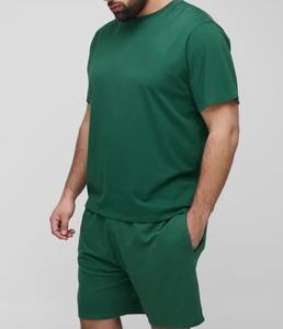 Recién llegado, conjunto doble para hombre, holgado, cuello redondo, manga corta, Color negro, ropa informal, conjunto cómodo y transpirable que arruina - Product Image 5