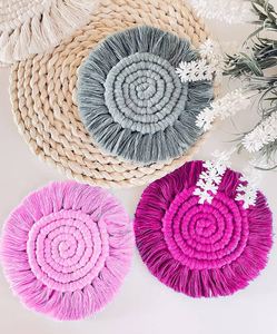 Sous-verres en macramé en coton, best-sellers attrayants - Style bohème personnalisable, antidérapants et isolants pour la maison, le bureau et la décoration de table - Product Image 4