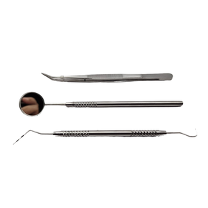 Kit de Higiene Dental Manual, Removedor de Placa de Acero, Raspador de Sarro, Sonda, Pinzas, Empuñadura Ergonómica, Cuero Negro, CE Dentavex Clase I - Product Image 1