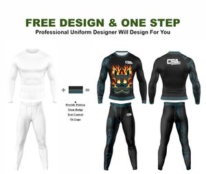 Ensemble de rashguard MMA respirant à impression numérique par transfert thermique pour homme, design sublimation, manches longues, vêtements de compression - Product Image 2