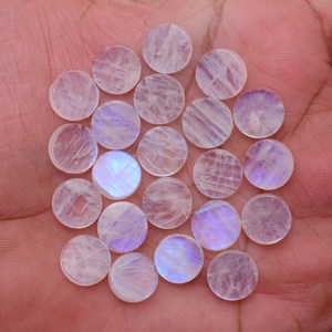 Piedra lunar blanca de 11x3 mm, cabujón redondo tipo moneda, piedra lunar natural con fuego azul arcoíris, gema semipreciosa suelta en forma de disco para joyería. - Product Image 3
