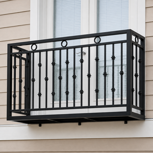 Sophisticated artisan wrought <b>iron</b> balcony railing patterns engineered for peak outdoor weather protection and luxurious charm. - Product Image 2