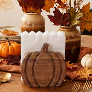 Porte-serviettes en bois d'acacia en forme de citrouille pour la décoration de table d'automne, ambiance Thanksgiving et Halloween, en provenance du Vietnam - Product Image 3
