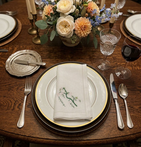 Custom Wholesale Square <b>Cloth</b> Napkin Full Sizes Embroidered Pretty Flower Stone Washing Hemstitch <b>Linen</b> Reusable Home Wedding - Product Image 1