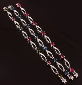 <b>Ruby</b> Blue Topaz Tourmaline Gemstone Tennis <b>Bracelet</b> 925 Sterling Silver Luxury Certified Multicolor Elegant Womens Jewelry Gift - Product Image 1