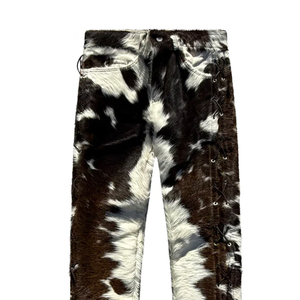 Wholesale Custom Made Genuine Cowhide Leather Pants <b>Men</b> High Waist Heavyweight Casual Breathable High Quality Winter Button Fly - Product Image 3