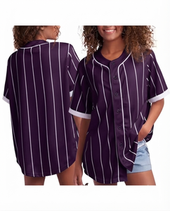 Wholesale Custom Women for Baseball Jersey Button Striped Short Sleeve Breathable V-neck Relaxed Fit <b>Athletic</b> Sportswear Top - Product Image 1