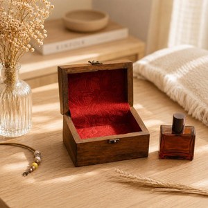 Wooden Jewelry Box Rectangular Minimalist Design Single Tier <b>Storage</b> Organizer for Rings Necklaces Bracelets Bedroom Use - Product Image 5