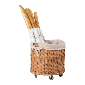 Cesta de Ratán Premium con Ruedas y Forro de Algodón, Cesta para Pan Tejida a Mano para Panaderías y Supermercados, de Fábrica en Vietnam - Product Image 1