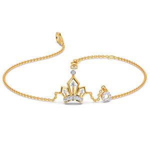 Bracelet Royal Crown Diamond avec chaîne en or jaune et motif architectural central - Product Image 1