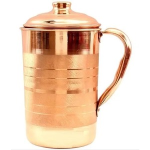 Carafe à boisson décorative en cuivre au design moderne avec poignée en laiton, pichet à eau en cuivre très vendu, carafe métallique pour la maison - Product Image 6