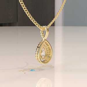Octagon Cut Geometric Moissanite Pendant 14K Gold Certified 1CT Halo Pendant Necklace - Product Image 4