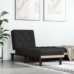 Chaise longue in velluto nero 100% poliestere con struttura in compensato - Product Image 1