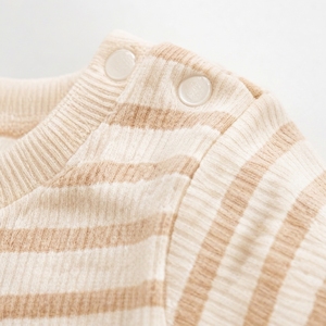 Ensemble de pyjama côtelé à imprimé ours pour bébés garçons et filles, manches longues, rayé, vêtements de nuit pour bébés, vente en gros - Product Image 3