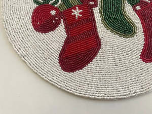 Handcrafted Luxury <b>Beaded</b> Round Eco-Friendly <b>Placemat</b> Knitted Embroidery Techniques for Festive Holiday Dining Wedding Party Use - Product Image 4