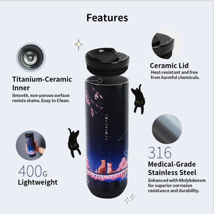Lightweight 24oz <b>Double</b> <b>Wall</b> Vacuum SUS 316 Tumbler Titanium Ceramic Coating Minimalist 9hr Cold Retention Silicone Twist Lid - Product Image 2