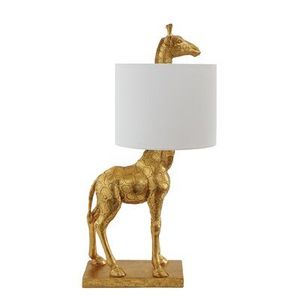 Modern Luxury Gold Giraffe Sculpture <b>Table</b> Lamp White Fabric Shade Animal Art Deco <b>Bedside</b> Living Room Home Decor Light - Product Image 3