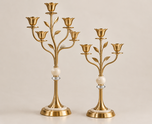 Candélabre artisanal traditionnel de designer, support de bougie décoratif non toxique pour la maison, éclairage de table, utilisation de Noël, blanc - Product Image 1