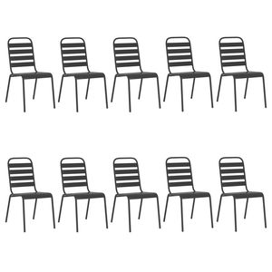 Conjunto de Comedor de Jardín Grande de Acero con Recubrimiento en Polvo Color Antracita, Diseño Apilable - Product Image 4