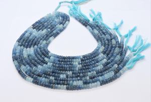 ลูกปัดมอสอะความารีนทรงรอนเดลล์เรียบขนาด 5-6 มม. สีมอสอะความารีนไล่เฉด ลูกปัดพลอยมอสอะความารีนธรรมชาติ - Product Image 2