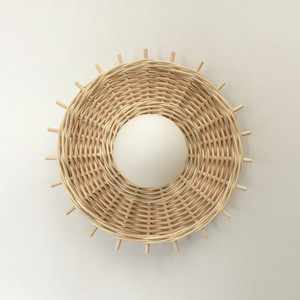 Applique murale en forme de tambour, en rotin tressé, de la plus haute qualité, artisanale, moderne. - Product Image 5