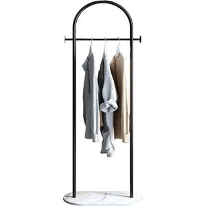 <b>Clothes</b> Rack Heavy Duty Freestanding Golden Metal Garment Hanger with Marble Base Multipurpose for Bedroom and Hat <b>Storage</b> - Product Image 2