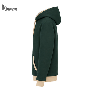Sweat à capuche unisexe bicolore personnalisé OEM en gros, sweats à capuche vierges en molleton de coton avec poignets côtelés contrastants - Product Image 3